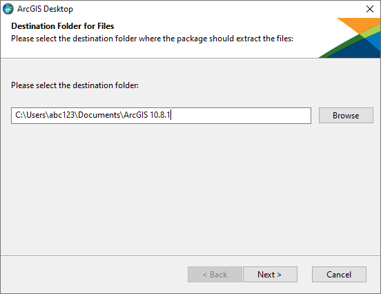 Destination Folder for Files Please select the destination folder where the package should extract the files:  Please select the destination folder: Folder path Browse Next Cancel