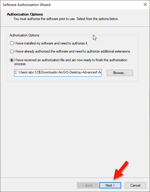 Authorization Options You must authorize the software prior to use. Select from the options below.  Authorization Options Radio button - I have installed my software and need to authorize it. Radio button - I have already authorized the software and need 
