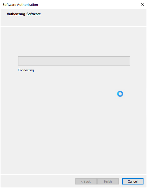 Authorizing Software Connecting... Cancel