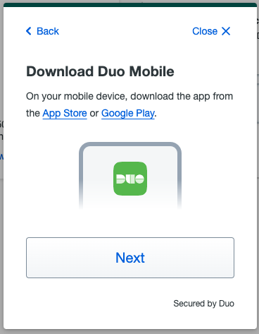 Duo prompt to download Duo Mobile app